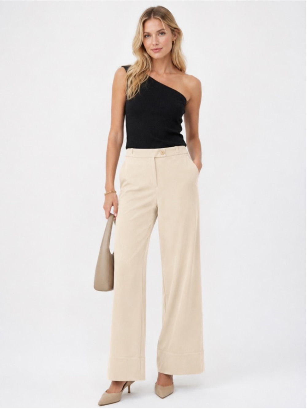 Women's Ann Taylor Light Beige Wide Leg Pants 10P
